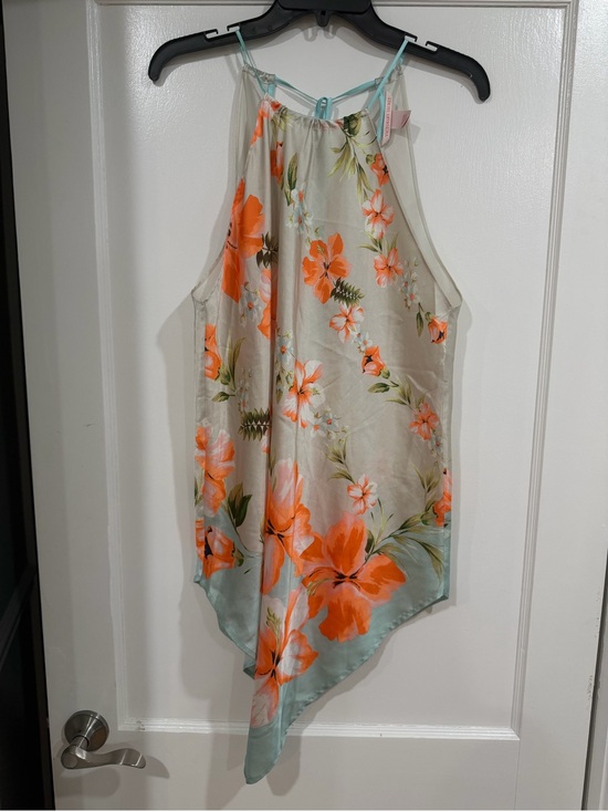 Victoria's Secret Other - Y2K silk Victoria's Secret Cream Halter Camisole with Orange Floral Print small